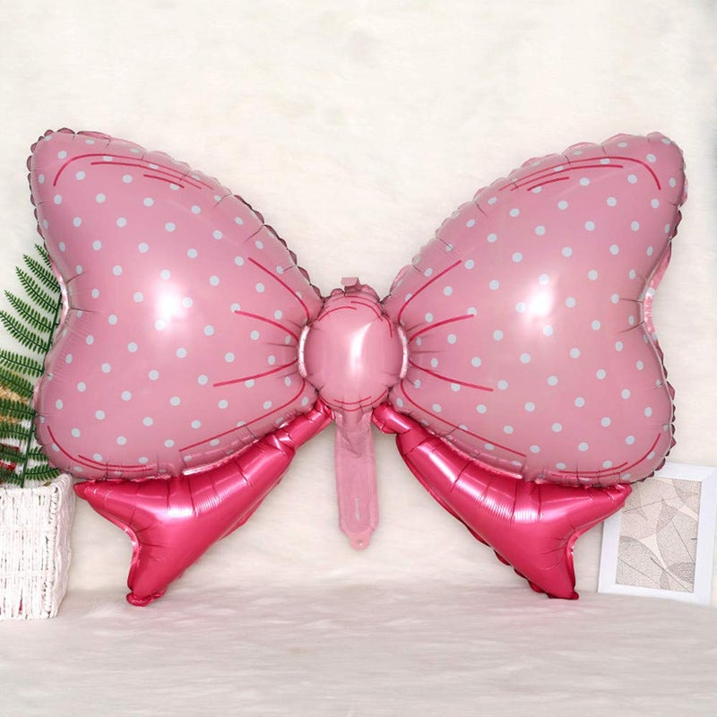 Soochat 5 Pcs Bow Balloons, Pink Bowtie Balloon Bow-Knot Foil Mylar Balloons, Jumbo Bow Balloon for Wedding Birthday Party Gift Decoration - Image 3